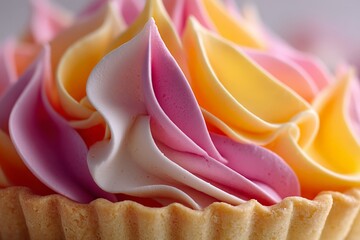 Aufkleber - Elegant dessert with colorful frosting displayed on a light background during a festive celebration