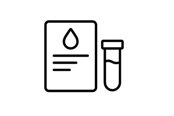 Fototapete - Set of web icons featuring a document with a droplet symbol and a laboratory test tube for medical applications