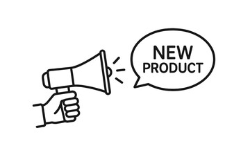 Leinwandbilder - Web icons showcasing a hand holding a megaphone with a speech bubble announcing a new product launch