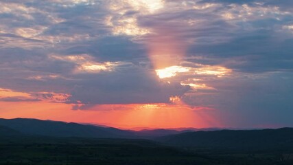Wall Mural - cinematic sunset sky aerial view