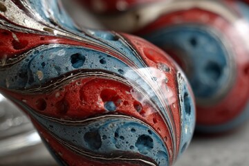 Poster - Colorful handmade glass art featuring intricate swirling patterns and bubbles
