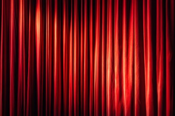 Poster - Velvet curtain drapes creating a dramatic ambiance in a theater during evening performance preparations