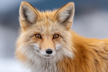 Aufkleber - Beautiful red fox standing calmly in a snowy landscape during winter in a natural habitat