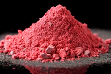 Fototapete - Bright pink powder pile used in arts and crafts projects displayed against a dark surface for artistic effect