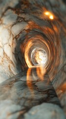 Poster - Abstract marble tunnel with ethereal glow, creating a sense of depth and wonder