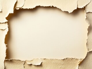 Poster - Torn paper edges reveal soft beige background in a studio shot providing copy space for text and design