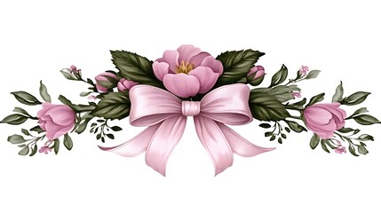 Wall Mural - Pink floral arrangement with bow