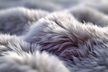 Poster - Soft silver fur texture capturing light and warmth in a cozy indoor setting during wintertime