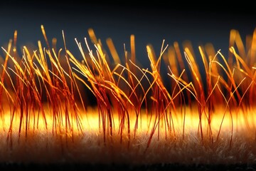 Aufkleber - Intricate details of shimmering fibers illuminated by light create a vibrant texture in a close-up view