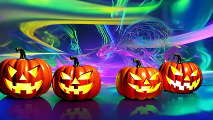 Poster - Dynamic Halloween Pumpkins: Vibrant Abstract Background with Light and Energy