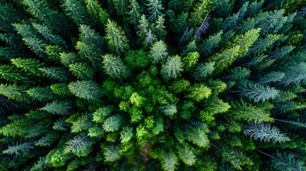 green forest, bird's eye view of green trees in the forest. nature of the forest full of green trees