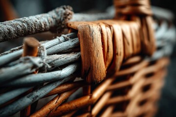 Poster - Woven basket showcases craftsmanship with intricate details in natural materials