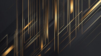 Poster - Sophisticated Black and Gold Geometric Abstract Design with Vertical Accents