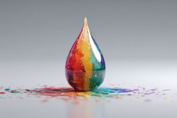 Aufkleber - Colorful water droplet reflecting rainbow hues on a smooth surface