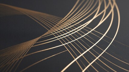 Poster - Elegant golden lines gracefully intersect on a dark surface artistic design