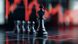 © Parol - A chess king stands tall on a chessboard with a blurred red graph in the background showing volatility