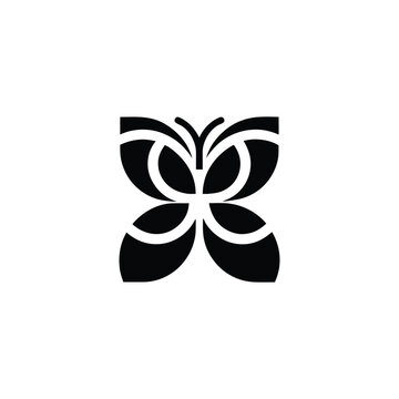 black butterfly silhouette stylized minimalist Logo Design Vector Backgrounds