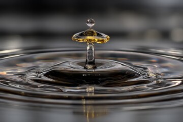 Aufkleber - Water droplet creating ripples in a calm surface under soft lighting