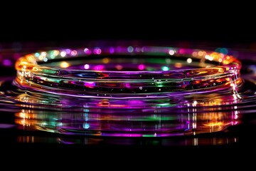 Aufkleber - Colorful water droplets create mesmerizing patterns against a dark background during a nighttime display