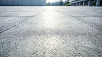 Aufkleber - A sunlit expanse of textured pavement, subtly reflecting light, with a blurred backdrop of modern architecture.
