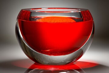 Aufkleber - Vibrant red liquid contained in a clear glass bowl illuminated with soft lighting