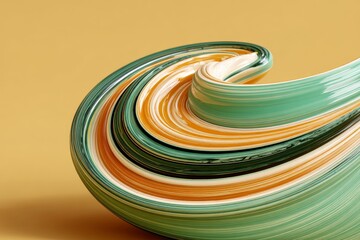 Aufkleber - Colorful abstract swirl with green, orange, and cream tones on a warm background