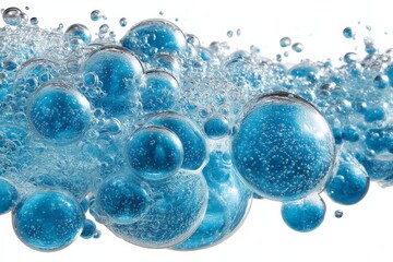 Aufkleber - Bubbles captured in vibrant turquoise liquid create an immersive underwater effect