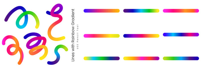Poster - lines with rainbow gradient editable stroke