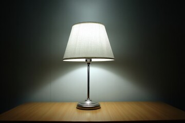 Poster - Elegant table lamp casting warm light in a dimly lit room during the evening hours