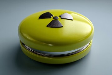 Poster - Unique yellow container with radioactive symbol, showcasing modern design and artistic expression