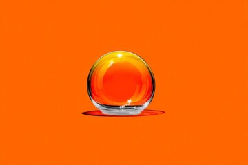 Aufkleber - Colorful glass sphere on vibrant orange background with reflections showcasing artistic design elements