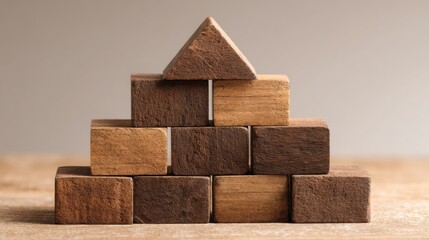 Poster - stacked wooden blocks forming a pyramid representing ai-adjusted equity pyramid concept in value-wei