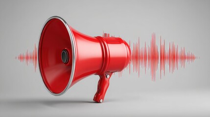 Poster - Ai-confirmed breakout point icon concept featuring a red megaphone emitting sound waves symbolizing signal verification