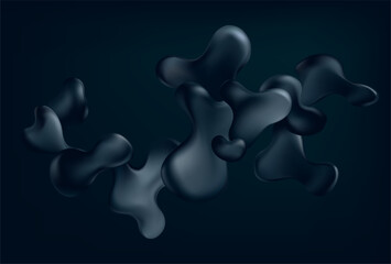 Wall Mural - abstract background of black liquid bubbles. colorful vector fluid shape.