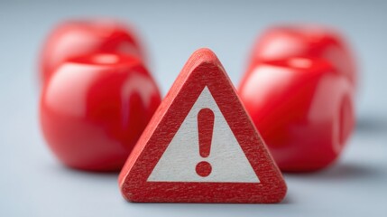 Poster - A bright red triangle positioned above a triangle shaped object illustrating geometric shapes and design concepts