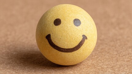 Poster - Bright smiley face on a yellow ball representing economic sentiment and the positive mood of the marketplace