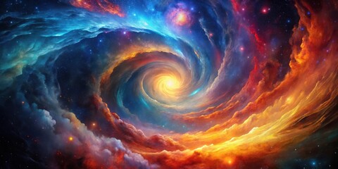 Poster - A Celestial Swirl Vibrant Nebulae and Cosmic Dust in a Stunning Vortex of Color and Light