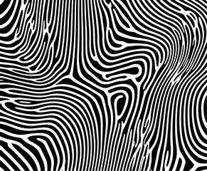 Aufkleber - Psychedelic 70s style vector illustration in black and white. Flowing, abstract wavy lines create a dynamic, hypnotic visual effect, perfect for retro designs, posters, or backgrounds.
