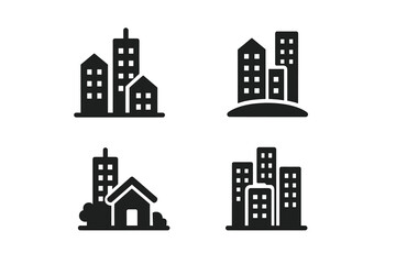 Poster - Vector icons of urban buildings and houses in various designs for real estate and architecture applications