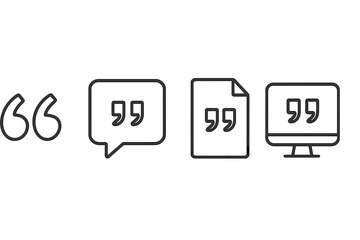 Poster - Vector icon set representing quotation marks in different formats for communication, documentation, and digital media