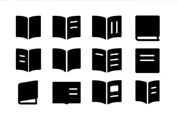 Poster - Vector icons depicting various book styles and arrangements suitable for educational, literary, or digital content
