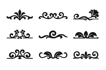 Poster - Decorative vector icons featuring elegant floral and swirling designs suitable for various graphic projects