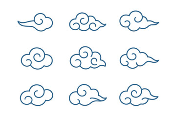 Poster - Various vector cloud icons depicting stylized cloud shapes suitable for digital design or weather-related projects