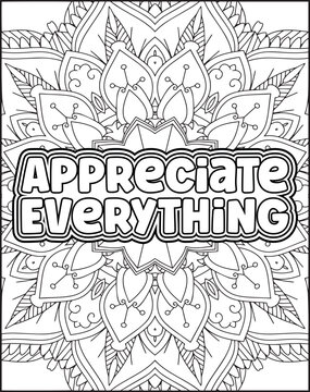 Gratitude Quote Coloring Page for Adults. Gratitude Quote Coloring Page for Amazon KDP.