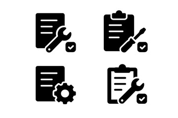 Poster - Vector icons of tools and checklists representing tasks and maintenance activities for various projects