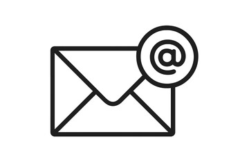 Poster - Icon representing an envelope with an at symbol for communication and digital messaging purposes