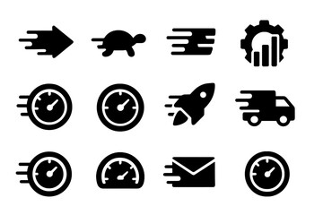 Poster - Vector icons depicting speed, motion, and performance elements suitable for various applications and digital designs