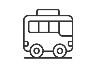 Poster - Vector icon of a simple bus design displaying a side view with clean lines and minimal detail in flat style