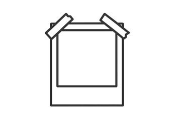 Poster - Design of a simple vector icon depicting a blank polaroid photo frame with tape for creative projects and digital applications