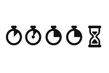 Fototapete - Various timer icons illustrating countdown and elapsed time in a minimalist vector style suitable for digital applications